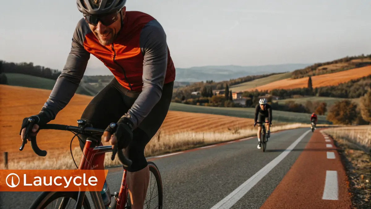 Ciclista entrenando en rutas de Bujalance Córdoba con Laucycle